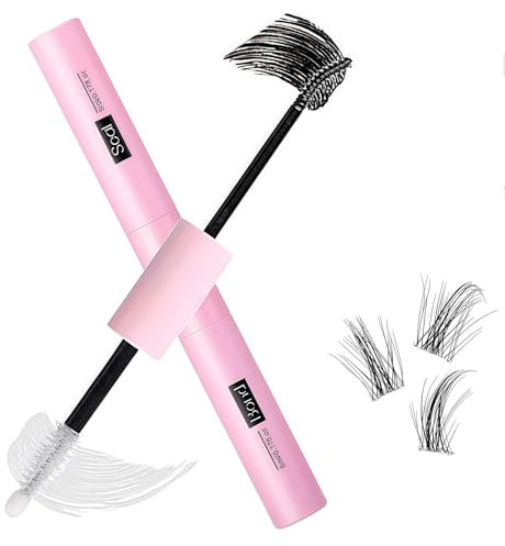 Bond and Seal Lash Glue, Lash Glue for DIY Eyelash Extensions, Super Strong Hold Latex, 2-in-1 Mascara Extension Glues, Waterproof, Cluster & Individual Lashes