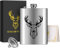 8oz/237ml Flasque de Poche en Acier Inoxydable, Motif de Tête de Cerf Noir, avec Entonnoirs, Carte de Voeux et Boîte Cadeau, Portable Étanche Flasque, pour Camping, Randonnée, Activités de Plein Air