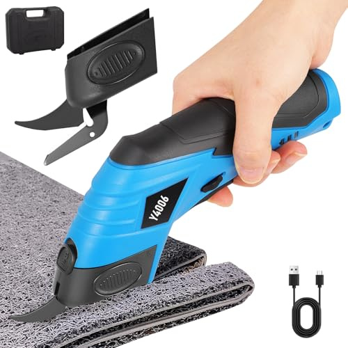 Cordless Electric Scissors,3.6V Rechargeable Electric Fabric Shears with 2 Cutting Blades,Portable Cardboard Cutter with Storage Box for Fabric, Carpet, Leather,Carpet