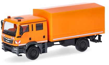 Herpa Truck Model MAN TGM MzKW (multi-purpose vehicle), municipal orange, miniature at 1:87 scale, collector's item, made in Germany, plastic