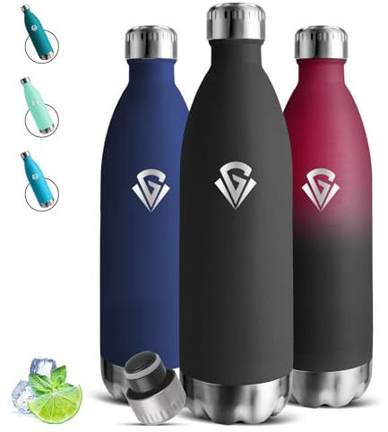 Botella Termica 1 litro, Botella Agua Acero Inoxidable, sin BPA, Cantimplora Acero Inoxidable, A Prueba de Fugas, Garrafa Termica, Aislamiento al Vacío, Botellas para Oficina, Cámping, Gimnasia