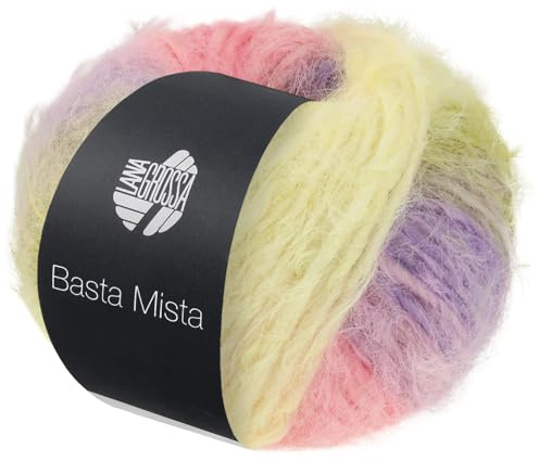 LANA GROSSA Basta Mista | Fake Fur Look, locker verzwirnter Franseneffekt & Merinofasern | Handstrickgarn aus 50% Schurwolle & 50% Polyamid | 50g Wolle zum Stricken & Häkeln | 100m Garn FB 112