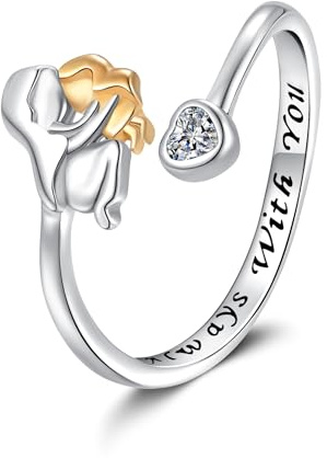 Deyanse Daumenring Damen mit Gravur, Offener Freundschaftsring mit Zirkonia | Umarmungsring für Frauen Mädchen Kinder, Kommt in Grußkarte Schmuck Geschenk Box, Hug Ring Umarmung zum Muttertag Geburtstag