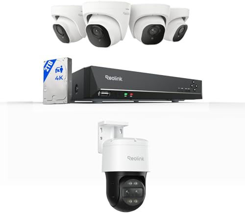 Reolink Professional Security System Expansion Bundle: 8CH NVR with 2TB HDD & 4x 8MP Cameras + 1x 4K PTZ Dual-Lens Auto-Tracking Camera | 6x Hybrid Zoom, 355° Pan, Human/Vehicle/Pet Detection