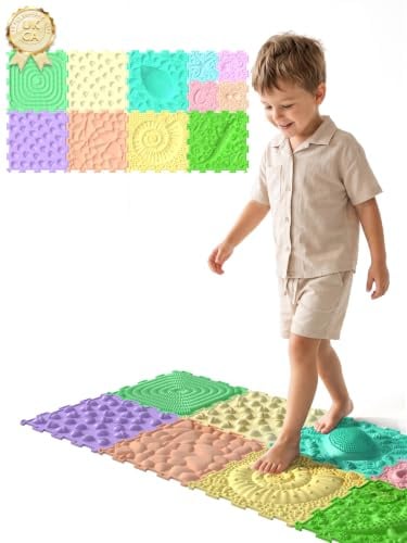 Sensorik Matten, 11 Stück Silikon Fühlmatten für Kinder & Erwachsene | BPA-freie, Strukturierte Verschiedenen Texturen Sensorikmatten für Fühlspiele, Sensorische Erkundung, Lerna und Entspannung