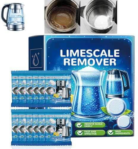 12 PCS Kettle Descaler Tablets,Limescale Remover & Glass Cleaner for Kettles,Powerful Descaler for Water Stain Removal,All-Purpose Descaler for Kettle,Limescale Remover & Glass Cleaner