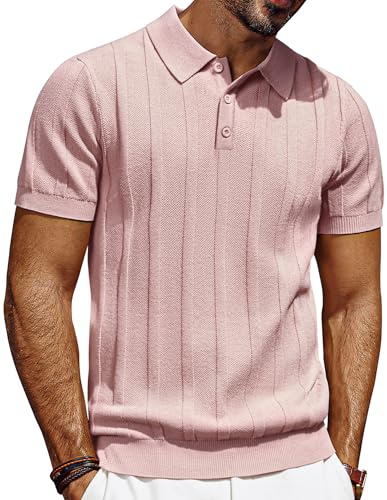 PJ PAUL JONES Polo da uomo a maniche corte, in maglia, con bottone, polo da golf