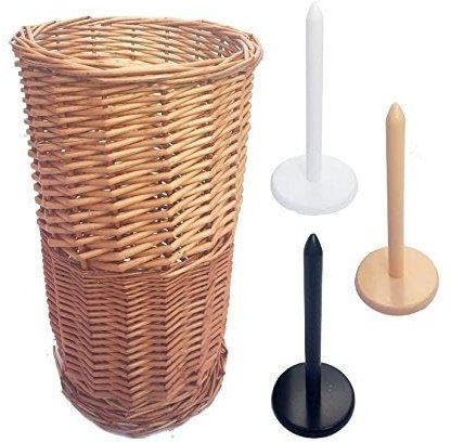 topfurnishing Honey Pine Wicker Toilet Roll Holder Bin Bathroom Bedroom Storage