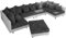 DELIFE Couch Clovis XL Weiss Schwarz mit Hocker Wohnlandschaft Modulsofa