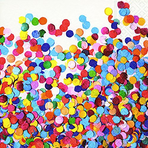 20 Serviette Konfetti Fasching Karneval 25 x25 cm 3-lagig, 1/4 gefaltet auf 12,5x12,5 cm