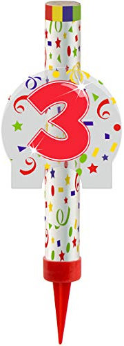 Amakando Tortenfontäne mit Zahl 3 / Länge ca. 12 cm & Brenndauer ca. 45 Sek. / Zimmerfontäne als Geburtstagsdeko/Geeignet zu Geburtstage & Jubiläumsfeier