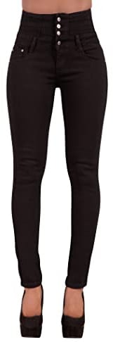 Glook Jeans Donna Vita Alta, Elasticizzati Comodo Tessuto di Cotone, Skinny Gamba Sottile (L, Nero)