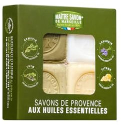 Maitre savon de Marseille Lot de 4 savons de 125 g (4 parfums), 500 g