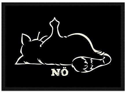 PR Print Royal Fußmatte Katze NÖ! / Rutschfester Fußabtreter für innen und außen/Schmutzmatte/Türmatte/mit lustigem Spruch / 75 x 50 cm