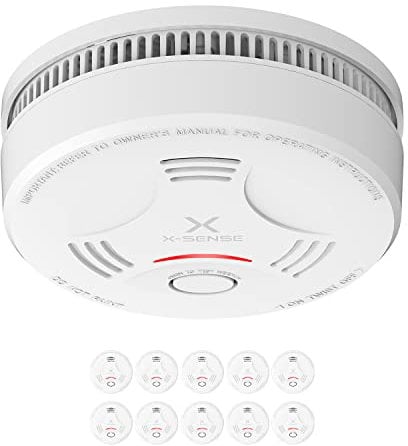 X-Sense Rauchmelder 10 Jahre Batterie, Feuermelder TÜV Zertifiziert, Rauchwarnmelder mit Stummschaltung und Selbsttest Funktion, SD11, 10er Set