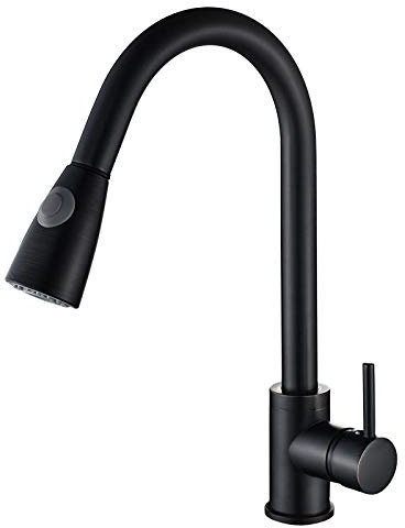 Chongyang Noir Pull Out Cuisine Robinet Avec 2 Voies Pulvérisateur 360 Rotation Mitigeur Mitigeur Évier Grue