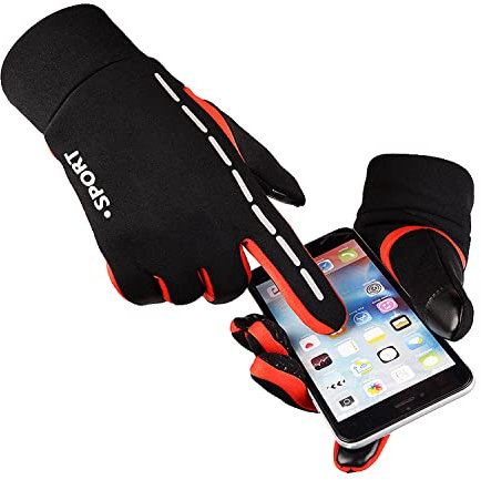 AFIT Winterhandschuhe Winddicht Vollfinger Touchscreen Handschuhe Warme Handschuhe Anti-Rutsch Sporthandschuhe Wasserdicht Fahrradhandschuhe Laufhandschuhe, Klettern für Herren Damen (Rot, M)