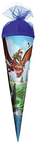 ROTH Geschenk-Schultüte klein Drachenjäger 50 cm - rund Tüllverschluss - Zuckertüte