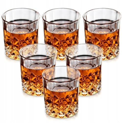 Whisky Gläser Set 6 x 230 ml | Kristallgläser als Wassergläser | Gin Gläser Set 230ml | Rum Gläser | Hochwertig, Einzigartig,
