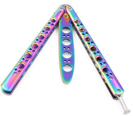 AUFIKR Rainbow Stainless Steel Flip Trainer Practice Tool Thick Blade