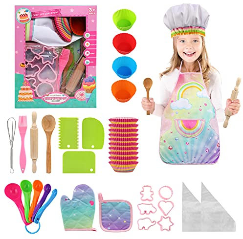 Ballery Kids Baking Set for Age 3-8, 38 Pcs Kids Baking Chef Set Chef Role Play Kitchen Toy Easter/Festivals/Birthday Gifts/Toys