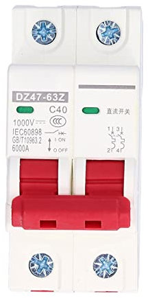 Disjoncteur DC miniature, Isolateur de système solaire PV 1000V 40A 2P Montage sur rail DIN DZ47-63Z C40