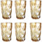 Vintage 6er-Set Farbige Weingläser und Trinkgläser mit Diamant Muster (Rombus) Longdrinkgläser, Cocktail Gläser mit Prägung, Glas, Trinkglas, Weinglas, Wasserglas, Glaskelche (Gold-Glanz Trinkglas)