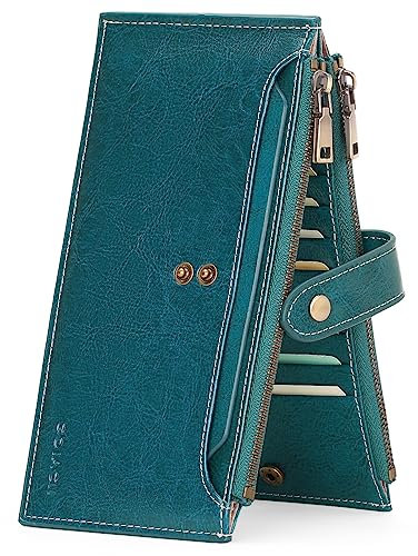 GOIACII Portefeuille Femmes Grande Capacite RFID-Blockierung Longue Porte-Cartes de Crédit Zipper Porte-Monnaie pour Cartes