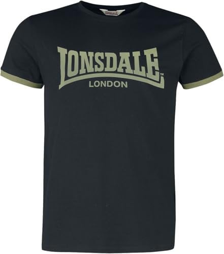 Lonsdale Men's TOWNHEAD T-Shirt, Black/Olive, XXL