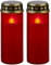 PEARL Kerzen LED: 2er-Set XL-LED-Grablichter, Lichtsensor, Batteriebetrieb, 21 cm, rot (Grablicht-Kerzen, mit Dämmerungssensor, Grablaterne)