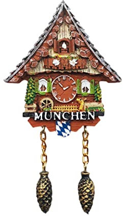 München Deutschland 3D Kuckucksuhr Kühlschrankmagnet Souvenir Geschenk, Kunstharz Handmade München Kühlschrank Magnet Home & Kitchen Dekoration Kollektion