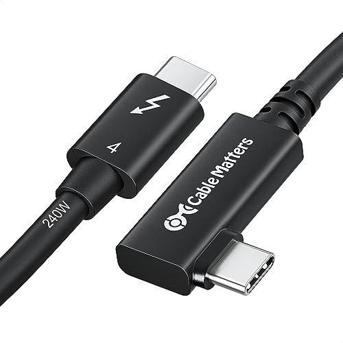 Cable Matters [Intel Certified] 40 Gbps Cable Thunderbolt 4 codo derecho de 0,8 metros con vídeo 8K, 240 W de carga, cable Thunderbolt 4 de 90 grados compatible con USB 4, Thunderbolt 3 y USB-C.