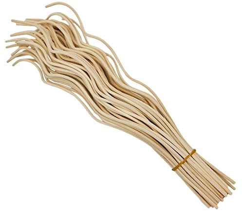 11 inchs Wavy Rattan Reed Diffuser Sticks 50PCS Natural Rattan Fragrance Aromatherapy Volatile Replacement RefillEssential Oil Aroma Diffuser Replacements Sticks for own Space (50PCS, Wood Color)