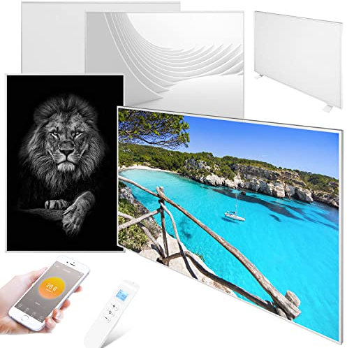 Infrarotheizung mit Thermostat | Fernbedienung und App Steuerung | BLANK 700W (120,5 x 60,5cm) | Infrarotheizkörper Elektroheizung Wandheizung Heizkörper elektrische Heizung Infrarot Heizpaneel