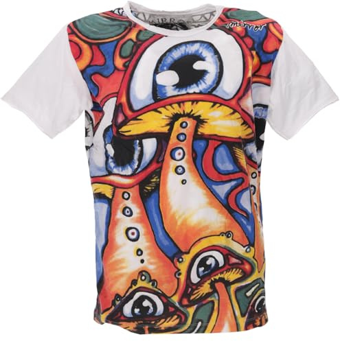 GURU SHOP Mirror T-Shirt - Mushroom/weiß, Herren, Size:L