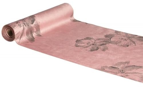 Chaks 12039-03, Tischläufer aus Samt, Blumen, Altrosa