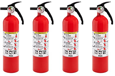Kidde Fire Extinguisher for Home, 1-A:10-B:C, Dry Chemical Extinguisher, Red, Mounting Bracket Included, 4 Pack