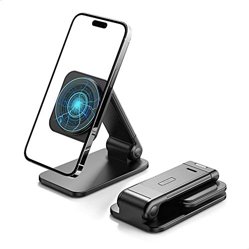 iWALK StandMe Mag faltbarer magnetischer iPhone-Ständer für Schreibtisch, höhenverstellbar, Freisprecheinrichtung, magnetisch, kompatibel mit iPhone 15, 14, 13, 12 Serie (1 Stück) (schwarz)