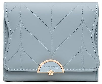 Porte Monnaie Femme, Petit Portefeuille Femme, Petit Porte Monnaie Femme avec Grande capacité, Portefeuille Femme élégant et Doux avec Grande Poche pour la Monnaie Bleu Ciel