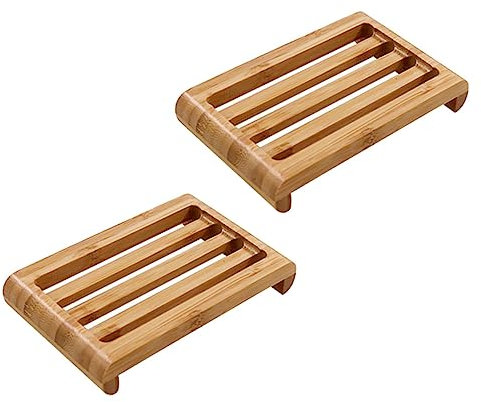Cabilock 2st Seifen Kiste Aus Bambus Und Holz Duschseifenschale Bambusdekor Holztabletts Hausgemachte Seife Seifenschale Aus Bambus Duschseifenhalter Blattdekor Reisen Jahrgang Waschbecken