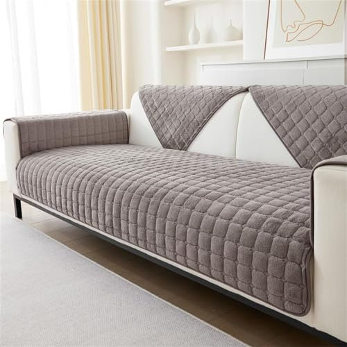 LINGKY Sofa/Couch überzug, Samt Sofabezug L Form/Ecksofa 4/3/2/1 Sitzer, Sofa überwurfdecke, Ultra Weicher Sofaschoner rutschfest, Sofaschutz Katze Hund (Braun,70x180cm/Rechteckig)
