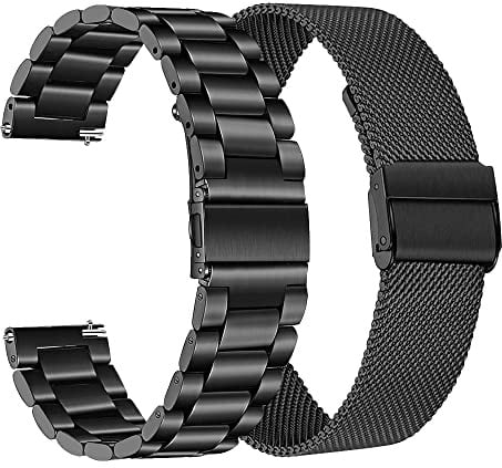 RuenTech Metall Uhrenarmband Kompatibel für Tisoutec/Poounur/Nerunsa/Sudugo/Cuteluding/AKUMAKA Smartwatch Armband, für Poounur/Nerunsa P66 Smartwatch 1.85 Zoll Armband (Schwarz+Schwarz)