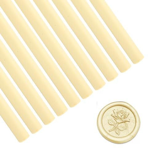 10 Stück Klebepistole Siegelwachs Sticks 10cm x 7mm Rauchfrei Heißsiegel Siegellack Stick Runde Retro Wachs Sticks für Hochzeit Einladungen Umschläge Karten Grußkarten(Gelb)
