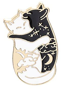 Deux chats embrassent les chats noirs et blancs broche femmes bijoux cadeaux des performances fiables