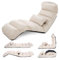 COSTWAY Sillón Cama Plegable en 5 Posiciones, Silla de Suelo con Respaldo Ajustable, Sofá Perezoso Individual con Reposacabezas Ideal para Jugar, Dormir, y Leer, Capacidad de Carga de 100 kg (Beige)