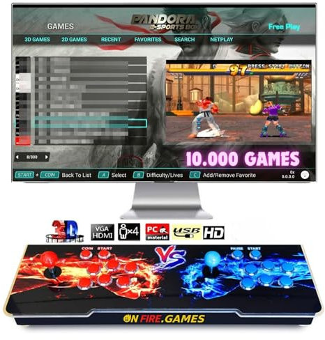 ONFIRE GAMES | PandoraBox E-SPORT | Console Arcade Standalone Con Più di 10000 Titoli Installabili Made in Italy | Tasti Personalizzabili e Controlli Arcade Classici