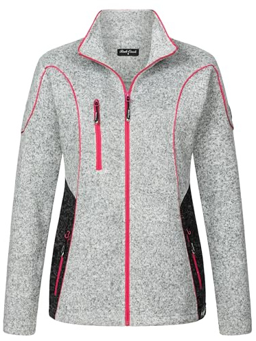 Rock Creek Damen Fleecejacke warm Übergangsjacke Windbreaker Fleece Jacken Outdoorjacke Stehkragen Damenjacke Melange Fleecejacke Sweatjacke Pullover D-499 Grau XL