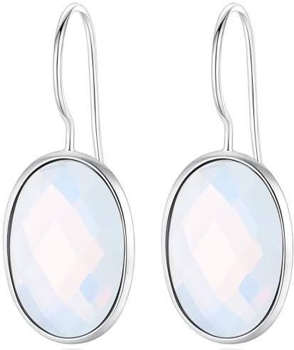 Klassische Wasser Tropfen Himmel Blau Achat Ohrringe Solide MetJakt 925 Sterling Silber Ohrring für Dame Hochzeitsparty Edlen Schmuck (Mondstein)