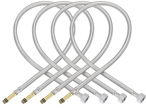 QUARKZMAN 32 Zoll langer Wasserhahn-Zulaufschlauch, 4 Stück G1/2 weibliches Kompressionsgewinde x M10 männlicher Verbinder, geflochtener 304 Edelstahl-Wasserzulaufschlauch