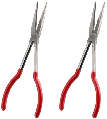 MUKCHAP 2 PCS 280mm Long Reach Pin Nose Pliers, 11 Inch Fine Needle Nose Pliers, Long Nose Pliers for Jewelry Making